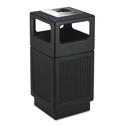 Image of Safco® Canmeleon Recessed Panel Receptacles, 38 gal, Polyethylene, Black
