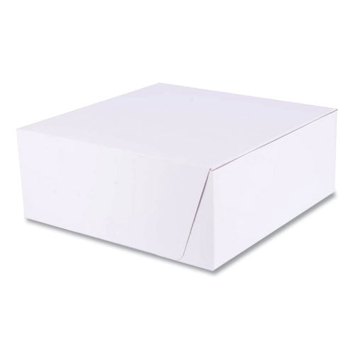 Image of SCT® White One-Piece Non-Window Bakery Boxes, Standard, 10 x 10 x 4, White, Paper, 100/Bundle
