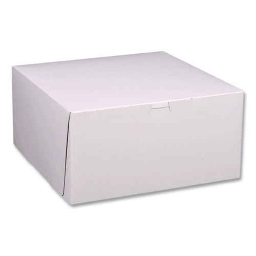 Image of SCT® White One-Piece Non-Window Bakery Boxes, Standard, 12 x 12 x 6, White/Brown, Paper, 50/Bundle