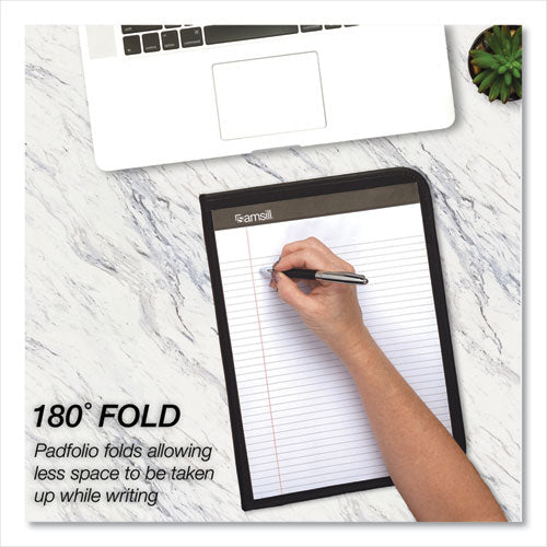 Image of Samsill® Slimline Padfolio, Leather-Look/faux Reptile Trim, Writing Pad, Black
