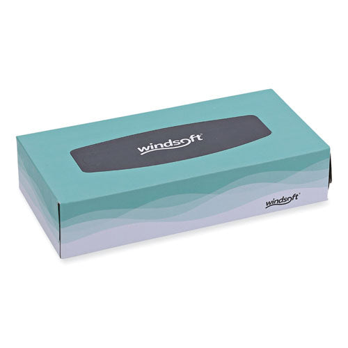 Image of Windsoft® Facial Tissue, 2 Ply, White, Flat Pop-Up Box, 100 Sheets/box, 30 Boxes/carton