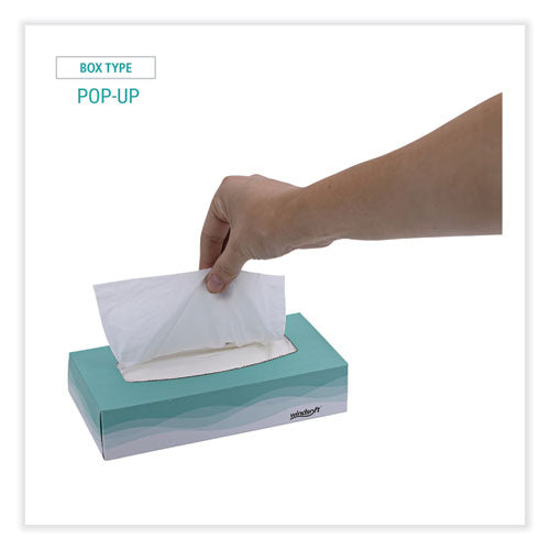 Image of Windsoft® Facial Tissue, 2 Ply, White, Flat Pop-Up Box, 100 Sheets/box, 30 Boxes/carton