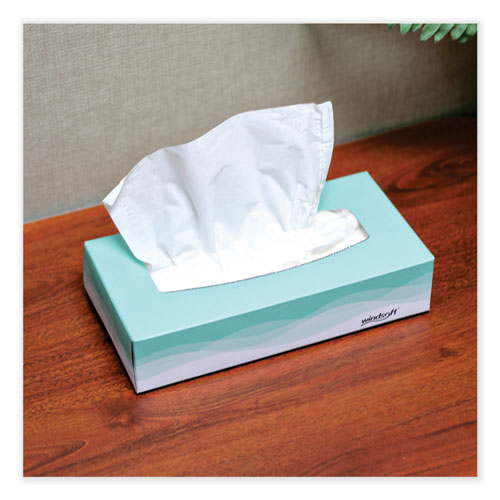 Image of Windsoft® Facial Tissue, 2 Ply, White, Flat Pop-Up Box, 100 Sheets/box, 30 Boxes/carton