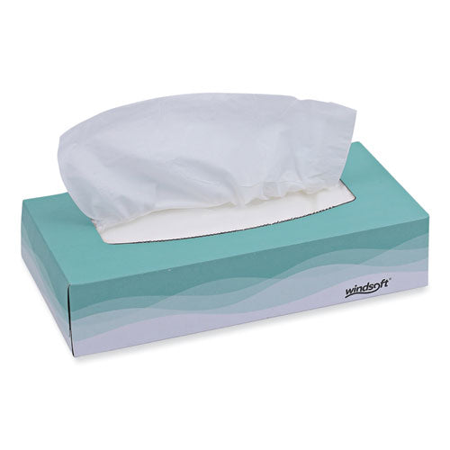 Image of Windsoft® Facial Tissue, 2 Ply, White, Flat Pop-Up Box, 100 Sheets/box, 30 Boxes/carton