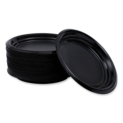 Image of Boardwalk® Hi-Impact Plastic Dinnerware, Plate, 9" Dia, Black, 500/carton