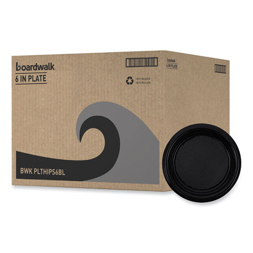 Image of Boardwalk® Hi-Impact Plastic Dinnerware, Plate, 6" Dia, Black, 1,000/carton