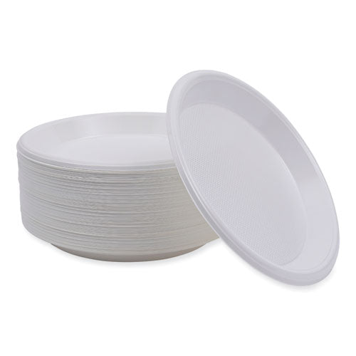 Image of Boardwalk® Hi-Impact Plastic Dinnerware, Plate, 10" Dia, White, 500/carton