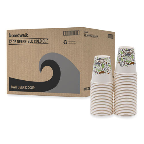 Image of Boardwalk® Deerfield Printed Paper Cold Cups, 12 oz, 50/Sleeve, 20 Sleeves/Carton