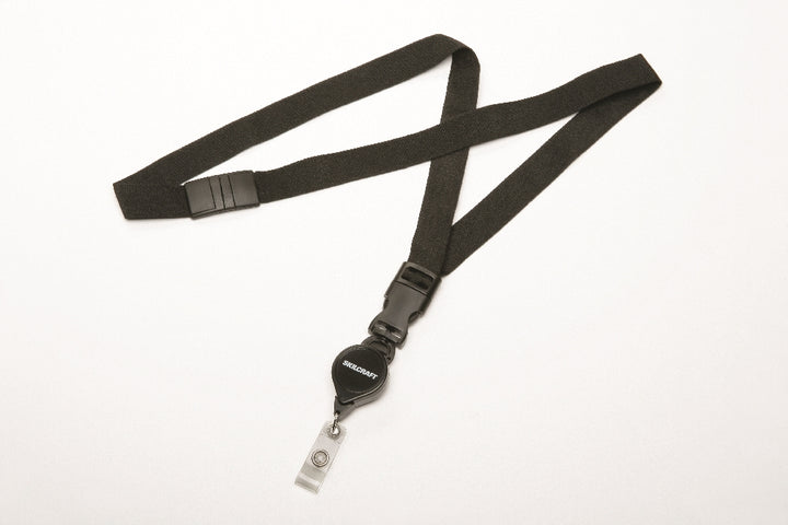 Image of Skilcraft Neck Lanyard, Anti-twist Pull Cord Reel, Black