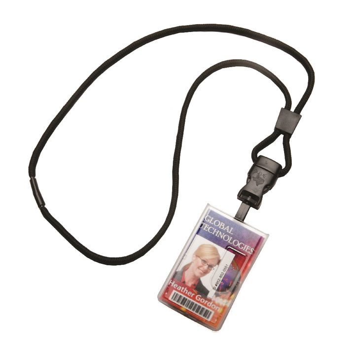 Image of Dual Card ID Holder, Vertical, Top Load, Frosted, w/Cord Style Lanyard