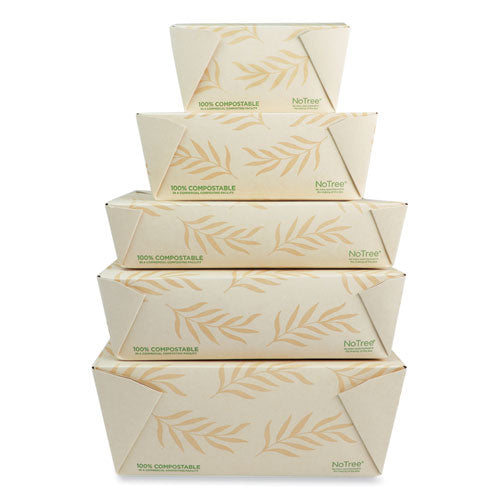Image of World Centric® No Tree Folded Takeout Containers, 65 oz, 6.25 x 8.7 x 2.5, Natural, Sugarcane, 200/Carton