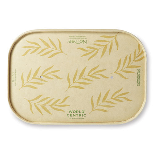 Image of World Centric® Paper Lids for Containers, 4.7 x 6.8 x 0.8, Natural, Paper, 300/Carton