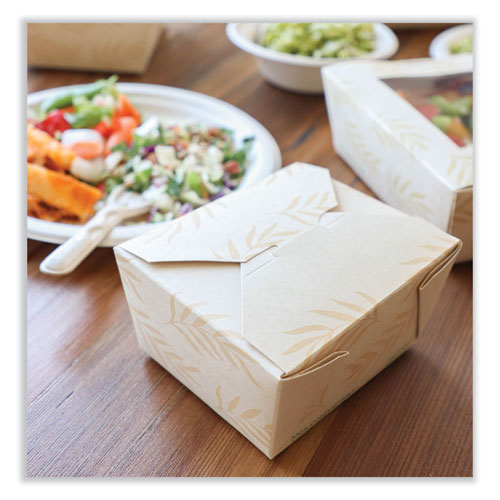 Image of World Centric® No Tree Folded Takeout Containers, 26 oz, 4.2 x 5.2 x 2.5, Natural, Sugarcane, 450/Carton