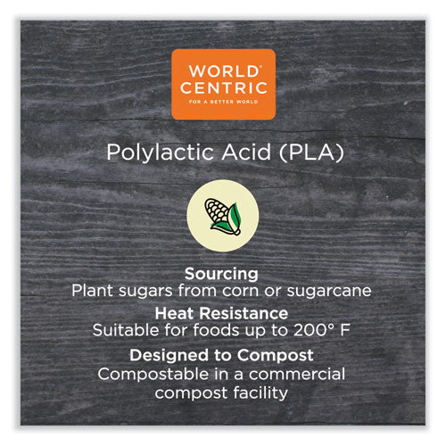 Image of World Centric® PLA Hinged Clamshells, 46 oz, 8.3 x 8.6 x 3.1, Clear, Plastic, 300/Carton