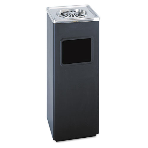 Image of Safco® Square Ash 'N' Trash Sandless Urn, 3 gal, Stainless Steel, Black