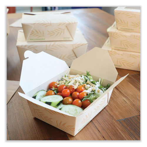 Image of World Centric® No Tree Folded Takeout Containers, 65 oz, 6.25 x 8.7 x 2.5, Natural, Sugarcane, 200/Carton