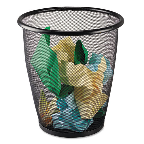 Image of Safco® Onyx Round Mesh Wastebaskets, 5 gal, Steel Mesh, Black