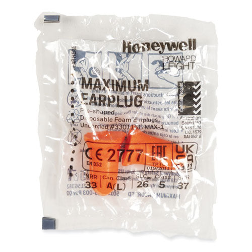 Image of Howard Leight® by Honeywell MAXIMUM Single-Use Earplugs, Cordless, 33NRR, Coral, 200 Pairs