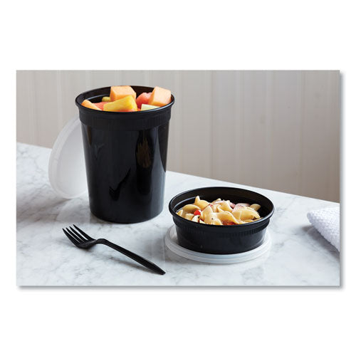 Image of Pactiv Evergreen Newspring DELItainer Microwavable Container, 8 oz, 4.55 x 4.55 x 1.8, Black/Clear, Plastic, 240/Carton