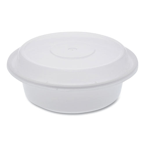 Image of Pactiv Evergreen Newspring VERSAtainer Microwavable Containers, Round, 16 oz, 6 x 6 x 1.5, White/Clear, Plastic, 150/Carton