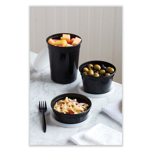 Image of Pactiv Evergreen Newspring DELItainer Microwavable Container, 8 oz, 4.55 x 4.55 x 1.8, Black/Clear, Plastic, 240/Carton