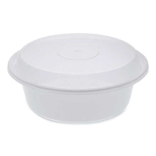 Image of Pactiv Evergreen Newspring VERSAtainer Microwavable Containers, Round, 32 oz, 7 x 7 x 2.75, White/Clear, Plastic, 150/Carton