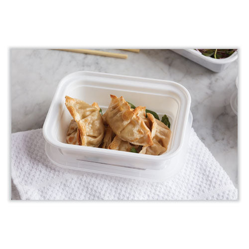 Image of Pactiv Evergreen Newspring VERSAtainer Microwavable Containers, Rectangular, 12 oz, 4.5 x 5.5 x 2.12, White/Clear, Plastic, 150/Carton