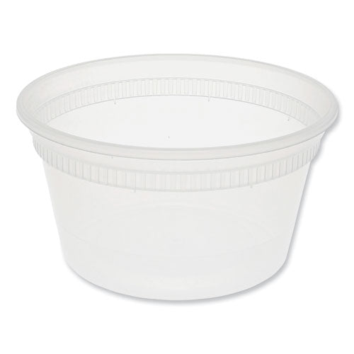 Image of Pactiv Evergreen Newspring DELItainer Microwavable Container, 12 oz, 4.55 x 4.55 x 2.45, Clear, Plastic, 480/Carton