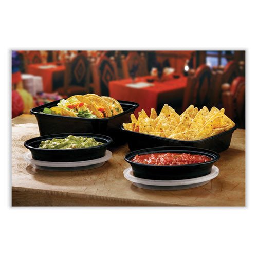 Image of Pactiv Evergreen Newspring VERSAtainer Microwavable Containers, Oval, 8 oz, 5.7 x 4 x 1.45, Black/Clear, Plastic, 150/Carton