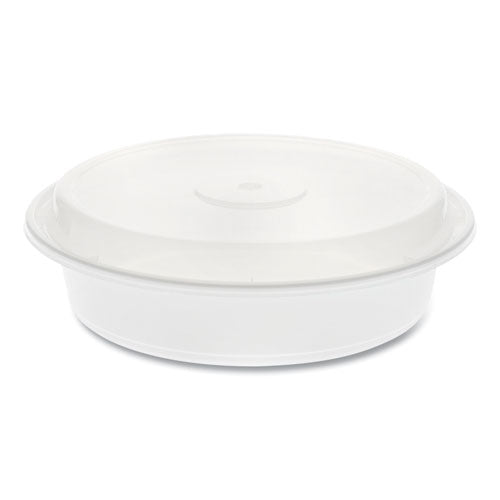 Image of Pactiv Evergreen Newspring VERSAtainer Microwavable Containers, Round, 35 oz, 8 x 8 x 2.5, White/Clear, Plastic, 150/Carton
