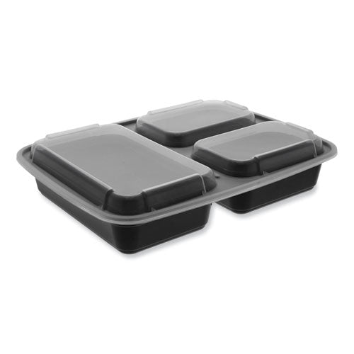 Image of Pactiv Evergreen Newspring DELItainer Microwavable Container, 32 oz, 7.5 x 9.87 x 1.75, Black/Clear, Plastic, 150/Carton