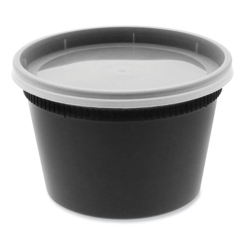 Image of Pactiv Evergreen Newspring DELItainer Microwavable Container, 16 oz, 4.55 x 4.55 x 3.1, Black/Clear, Plastic, 240/Carton