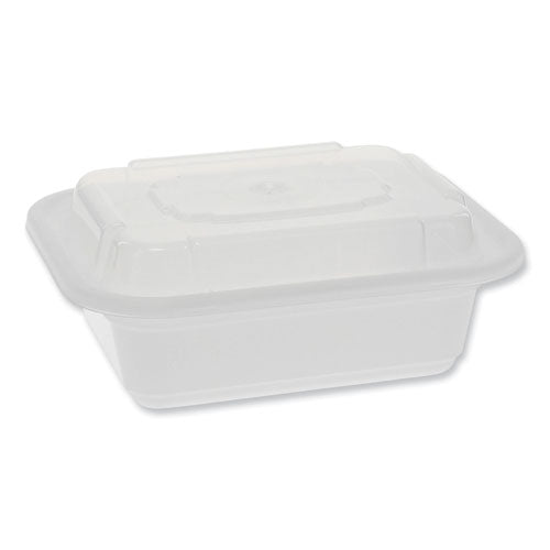 Image of Pactiv Evergreen Newspring VERSAtainer Microwavable Containers, Rectangular, 12 oz, 4.5 x 5.5 x 2.12, White/Clear, Plastic, 150/Carton