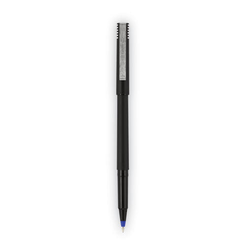 Image of uniball® Rollerball Pen, Stick, Extra-Fine 0.5 mm, Blue Ink, Black/Blue Barrel, 72/Pack
