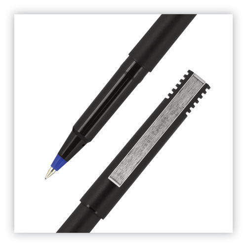 Image of uniball® Rollerball Pen, Stick, Extra-Fine 0.5 mm, Blue Ink, Black/Blue Barrel, 72/Pack