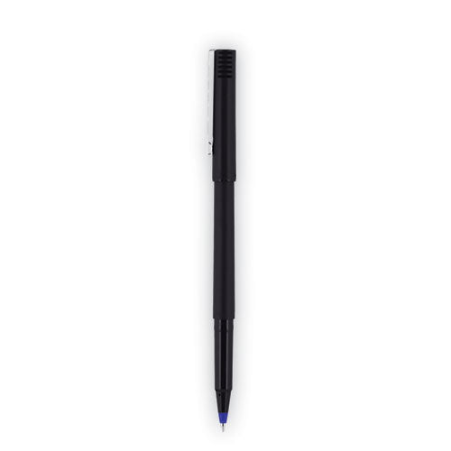 Image of uniball® Rollerball Pen, Stick, Extra-Fine 0.5 mm, Blue Ink, Black/Blue Barrel, 72/Pack
