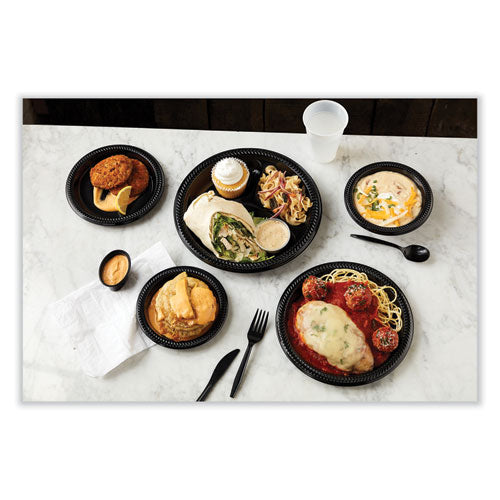 Image of Pactiv Evergreen Meadoware Impact Plastic Dinnerware, Plate, 6" dia, Black, 1,000/Carton