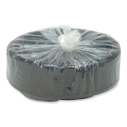 Image of Pactiv Evergreen Meadoware Impact Plastic Dinnerware, Plate, 8.9" dia, Black, 400/Carton