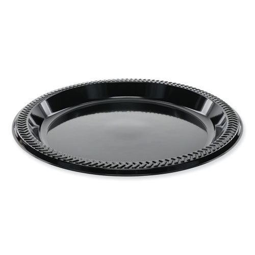 Image of Pactiv Evergreen Meadoware Impact Plastic Dinnerware, Plate, 8.9" dia, Black, 400/Carton