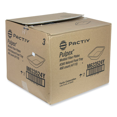 Image of Pactiv Evergreen earthchoice pulpex steep wall food tray, 9.13 x 6.88 x 1.75, natural, paper, 460/carton