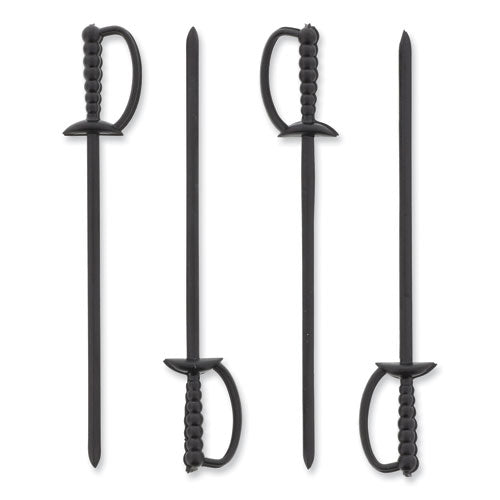 Image of AmerCareRoyal® Sword Picks, Plastic, 6", Black, 1,000/Box, 10 Boxes/Carton