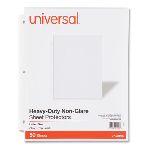 Image of Universal® Top-Load Poly Sheet Protectors, Heavy Gauge, Nonglare, Clear 50/pack