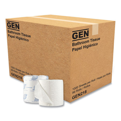 Image of GEN Standard Bath Tissue, Septic Safe, Individually Wrapped Rolls, 1-Ply, White, 1,000 Sheets/Roll, 96 Wrapped Rolls/Carton