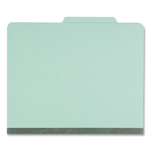 Image of Universal® Six-Section Classification Folders, Heavy-Duty Pressboard Cover, 2 Dividers, 6 Fasteners, Letter Size, Light Green, 20/Box