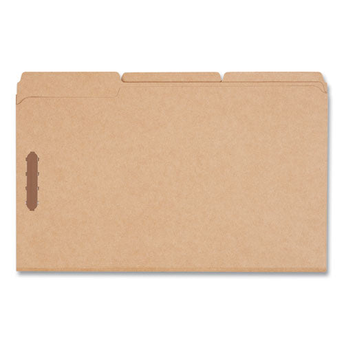 Image of Universal® Reinforced Top Tab Fastener Folders, 0.75" Expansion, 2 Fasteners, Legal Size, Brown Kraft Exterior, 50/Box