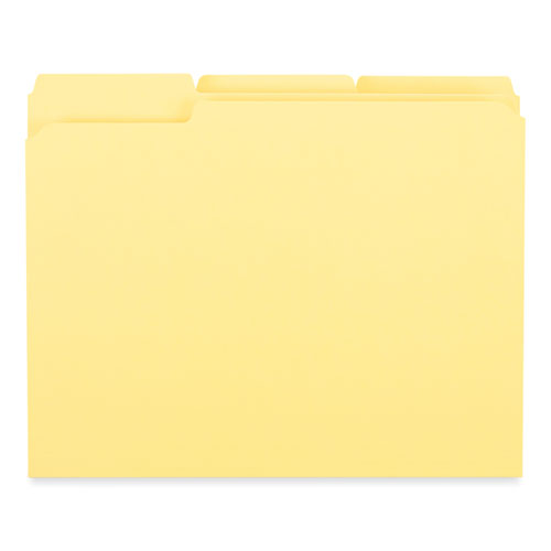 Image of Universal® Reinforced Top-Tab File Folders, 1/3-Cut Tabs: Assorted, Letter Size, 1" Expansion, Yellow, 100/Box