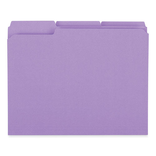 Image of Universal® Reinforced Top-Tab File Folders, 1/3-Cut Tabs: Assorted, Letter Size, 1" Expansion, Violet, 100/Box