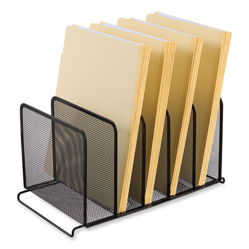 Image of Universal® Deluxe Mesh Stacking Sorter, 5 Sections, Letter To Legal Size Files, 14.63" X 8.13" X 7.5", Black