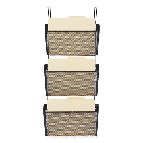 Image of Universal® Mesh Three-Pack Wall Files, 3 Sections, Letter Size, 14.13" x 3.38" x 8.5", Black