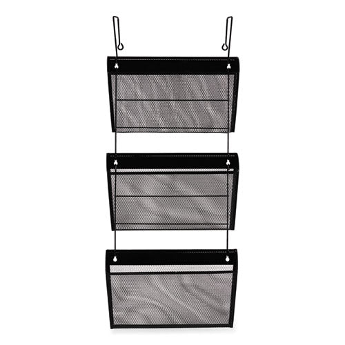 Image of Universal® Mesh Three-Pack Wall Files, 3 Sections, Letter Size, 14.13" x 3.38" x 8.5", Black